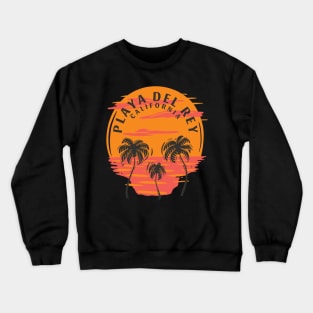 Playe Del Rey California Skull Sunset and Palm Trees Crewneck Sweatshirt